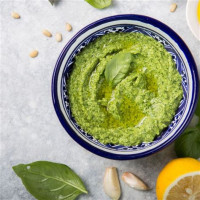 Labneh with Pesto Sauce